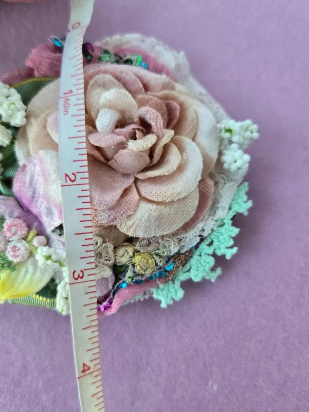 Handmade Blush Pink Velvet Rose and Lace Posey Hair Clip • Cottage Balletcore